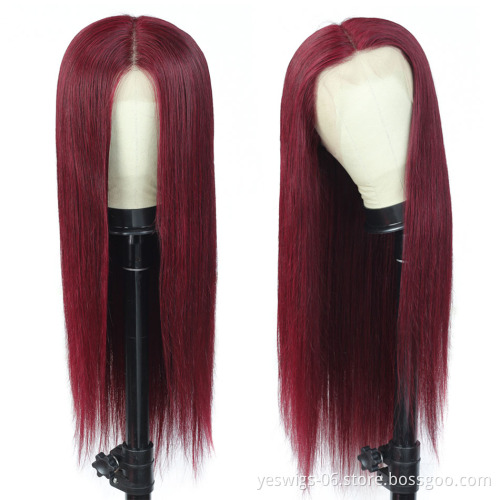 Yeswigs 99j Red 27 30 Hd Full Lace Front Wig Virgin Brazilian Human Hair  Colored Transparent Lace Frontal Wig For Black Women